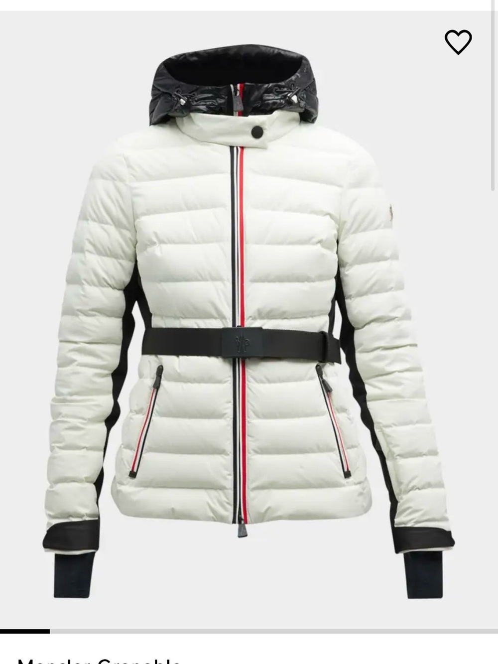 Moncler Women's White Down Puffer Jacket with Black Accents